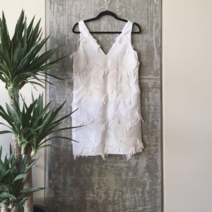 Anthropologie White Fringe Spring Dress